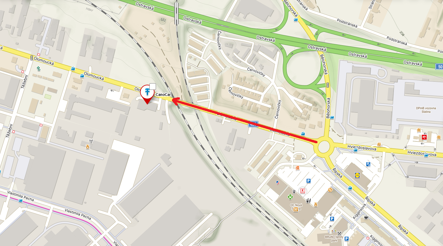 Dopravní omezení u autosalonu CanoCar